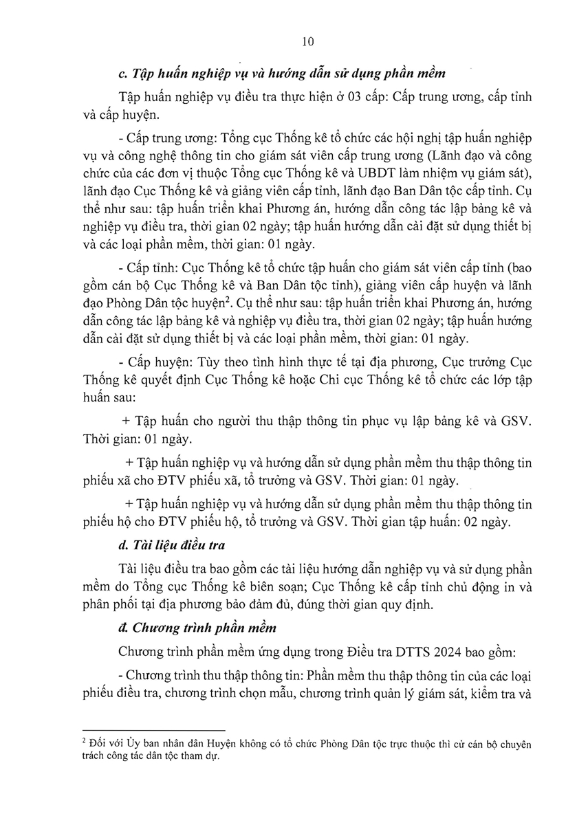 Phương án điều tra, thu thập thông tin về thực trạng kinh tế - xã hội của 53 dân tộc thiểu số năm 2024 9