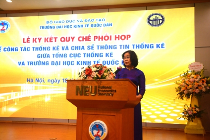 Lễ ký kết quy chế phối hợp công tác thống kê và chia sẻ thông tin thống kê giữa Trường đại học Kinh tế Quốc dân và Tổng cục Thống kê 1