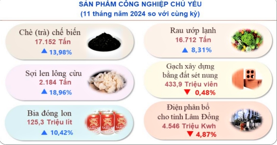 11 tháng năm 2024, kinh tế - xã hội tỉnh Lâm Đồng phát triển tích cực 1