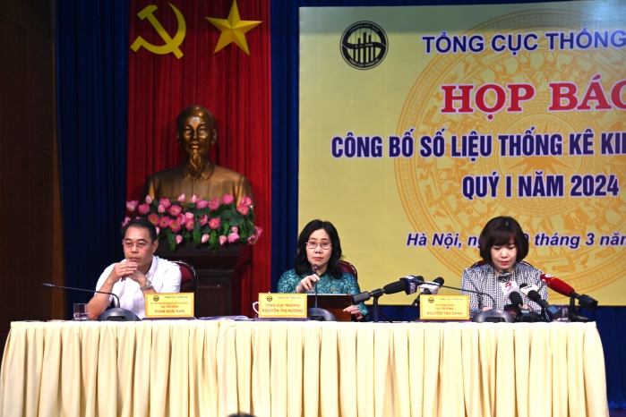 Tổng cục Thống kê họp báo công bố số liệu thống kê kinh tế - xã hội quý I năm 2024 1